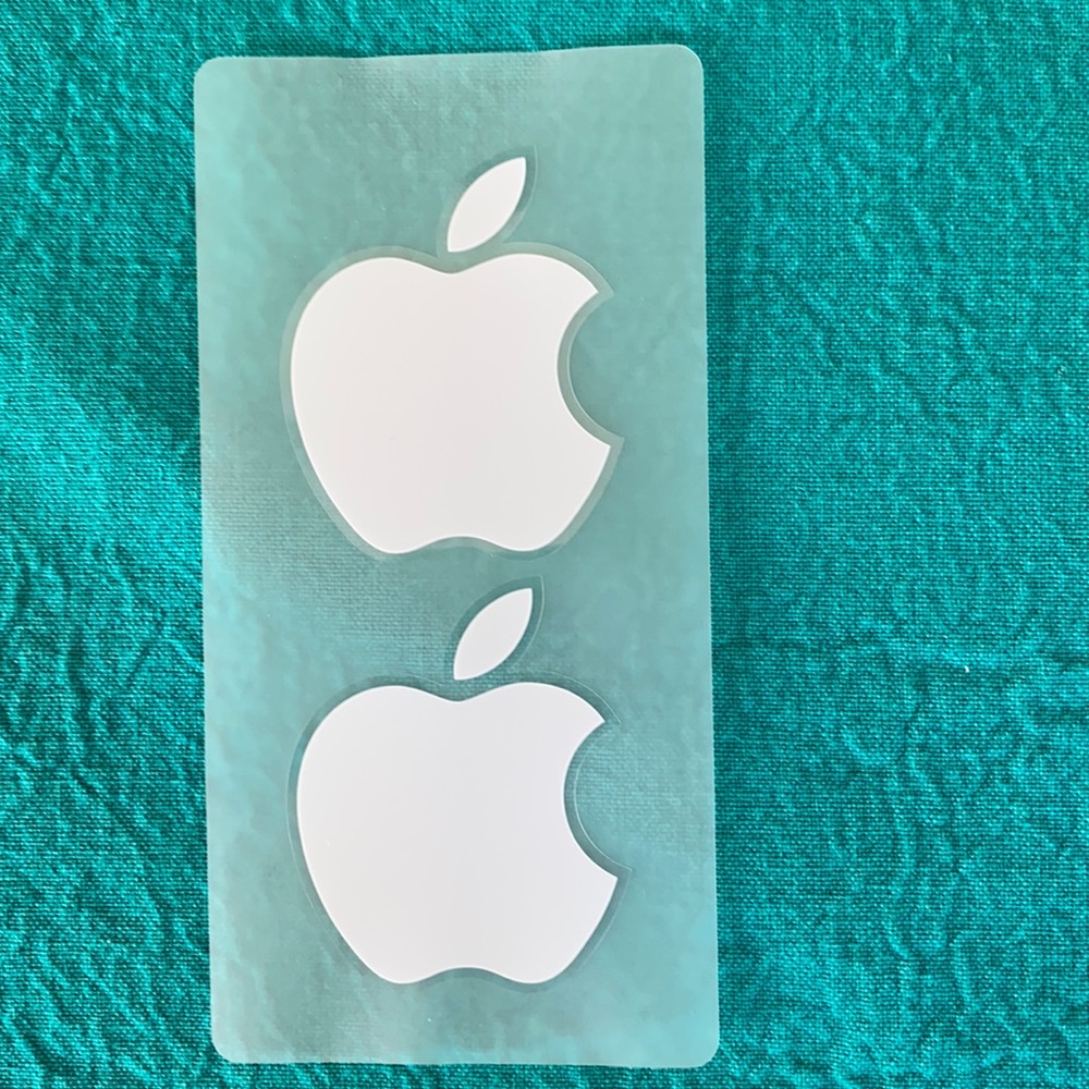 COPY - 2 Full Size White Apple Logo Stickers